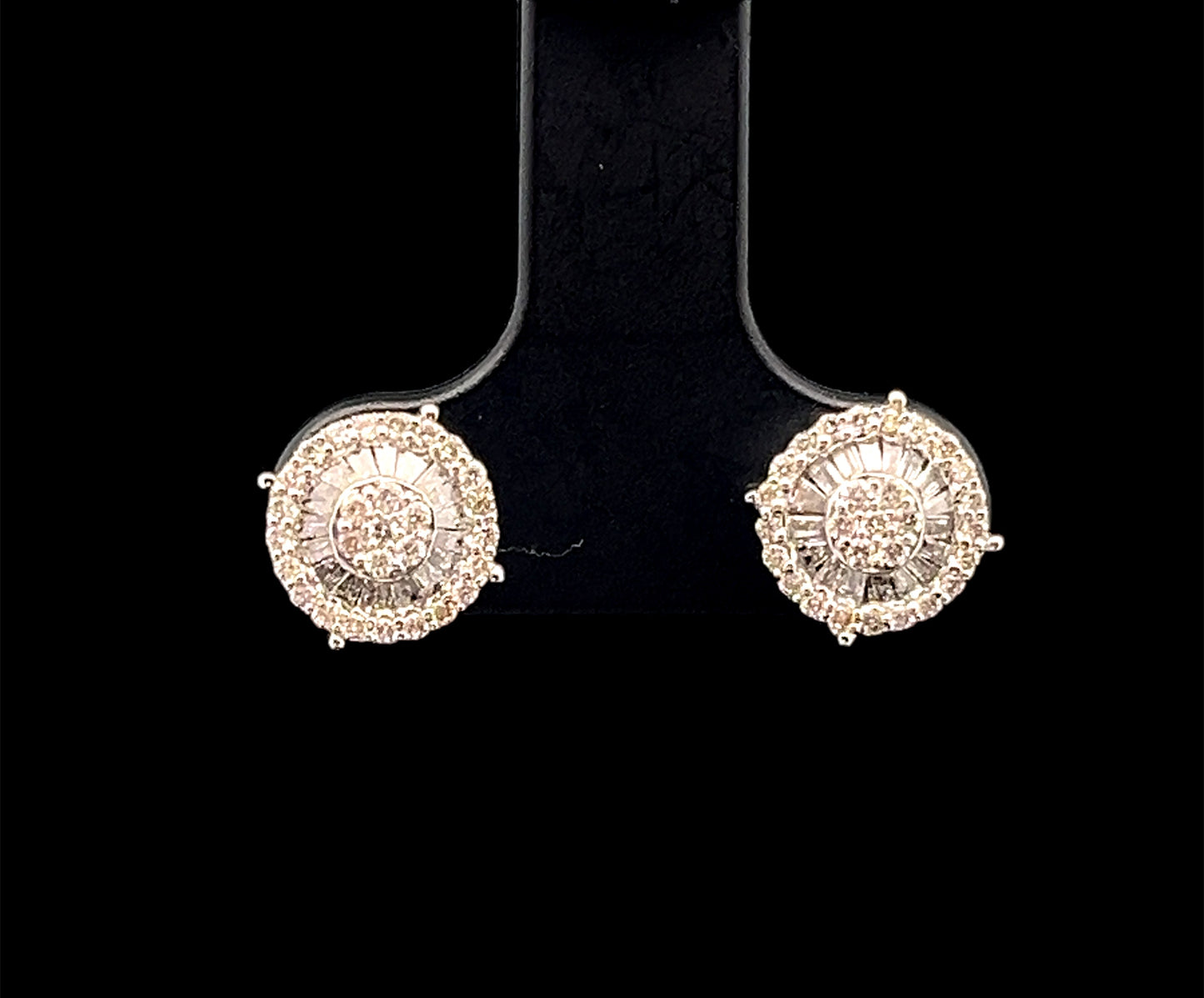 ARETES CIRCULO PUAS BAGUETTES BLANCO 1CT 14K