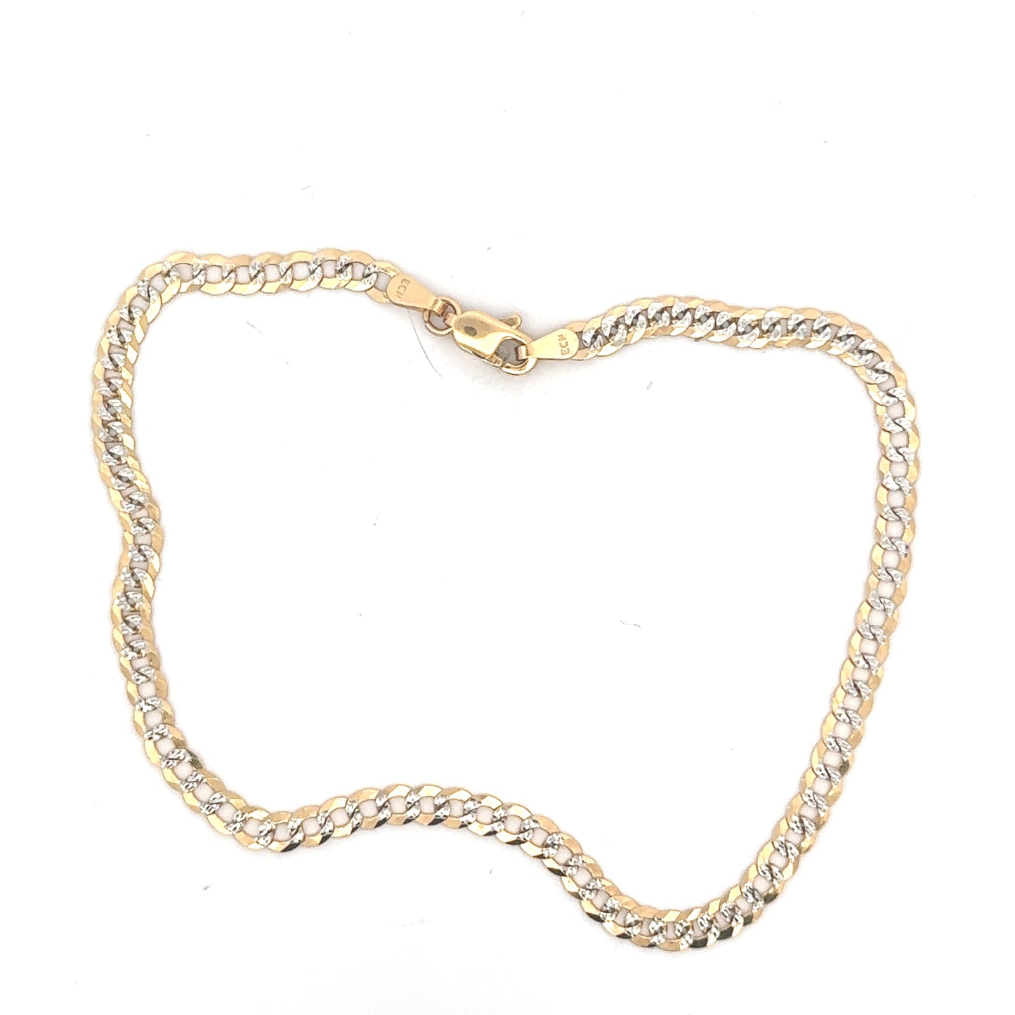 BRACELET CUBANA CLASICA 2 TONOS 4 GR 3.6MM 14K  10"