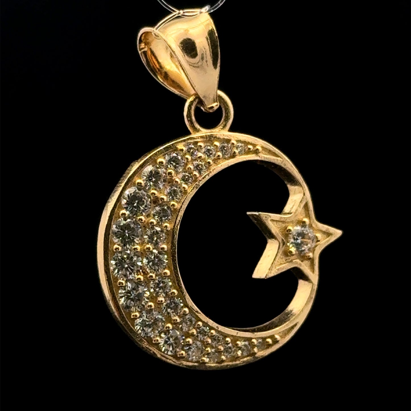 PENDANT LUNA ESTRELLA PUNTO CZ 3.4GR 14K