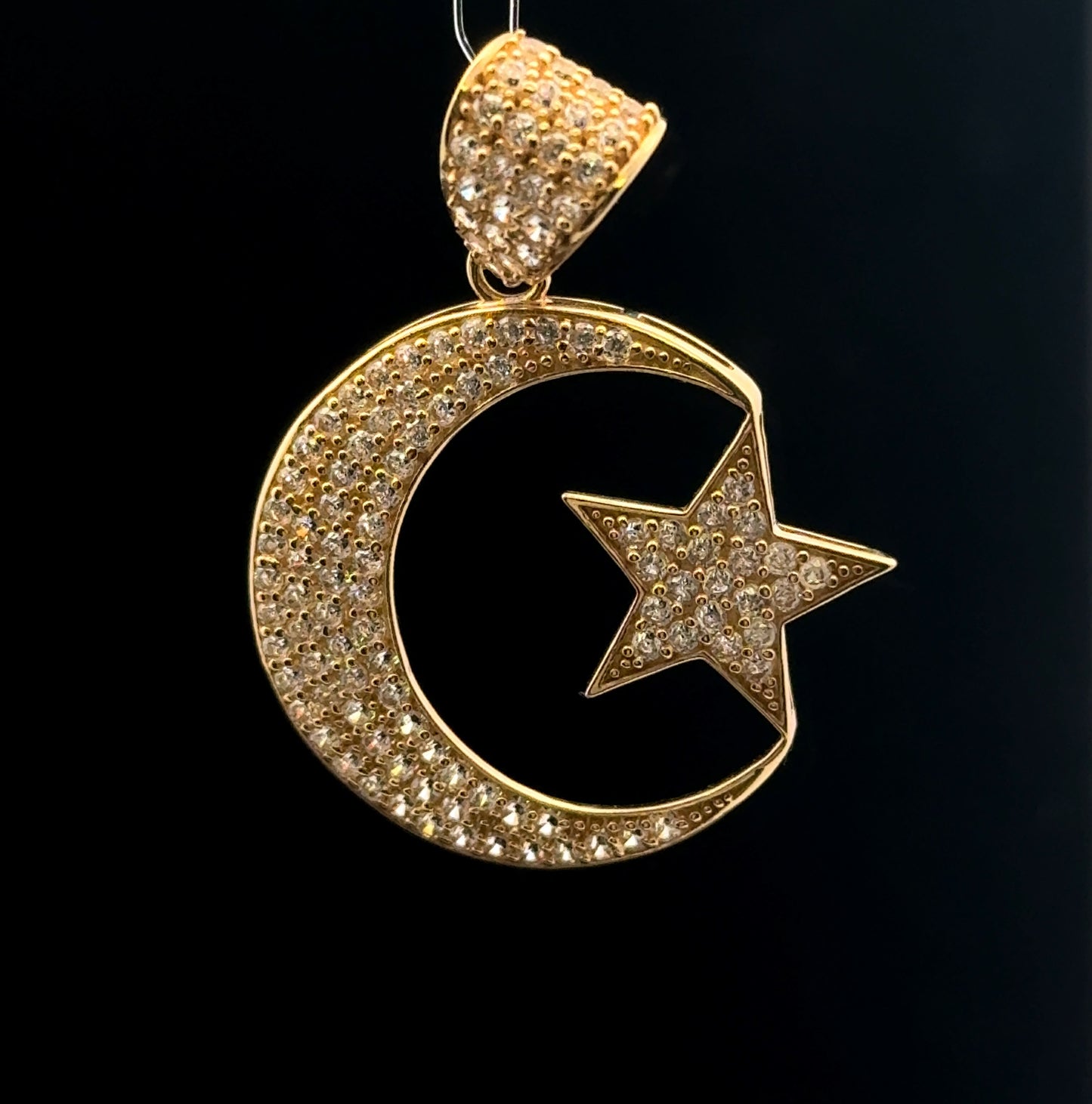 Big Star Moon Pendant (CZ) 3GR 14K