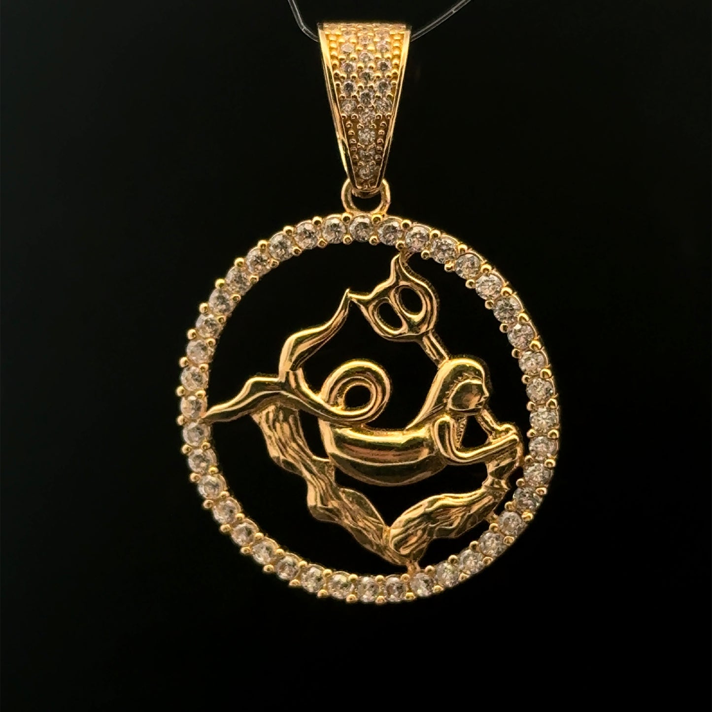 PENDANT SIGNO ZODIACO ACUARIO CZ 4.9GR 14K