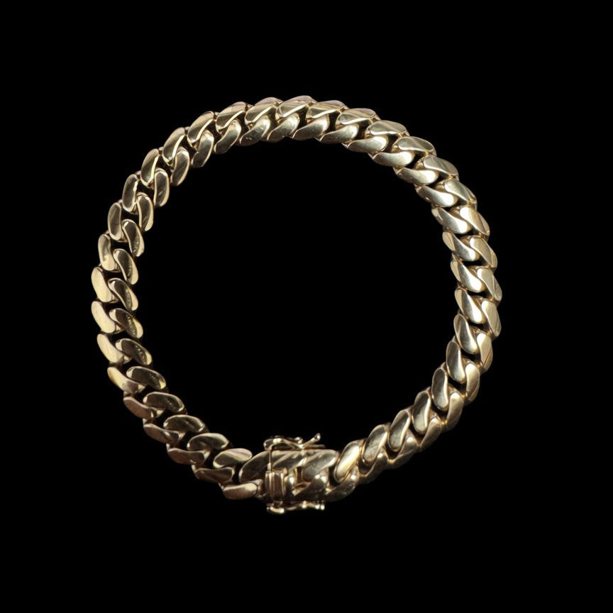 14K YELLOW SEMISOLID CUBAN BRACELET (15.5GR 8.3MM 8.5")