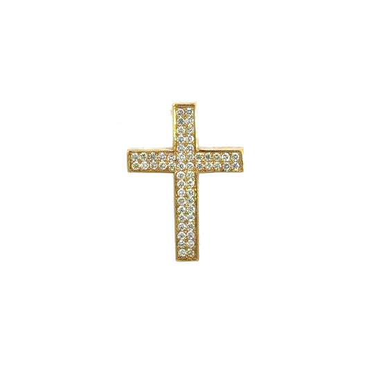 Yellow Gold Box Cross Pendant  1.08CT 5.9GR 14K