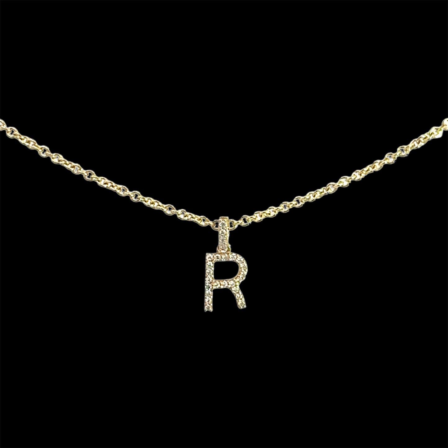 Letter R Necklace 4GR 14K 18"