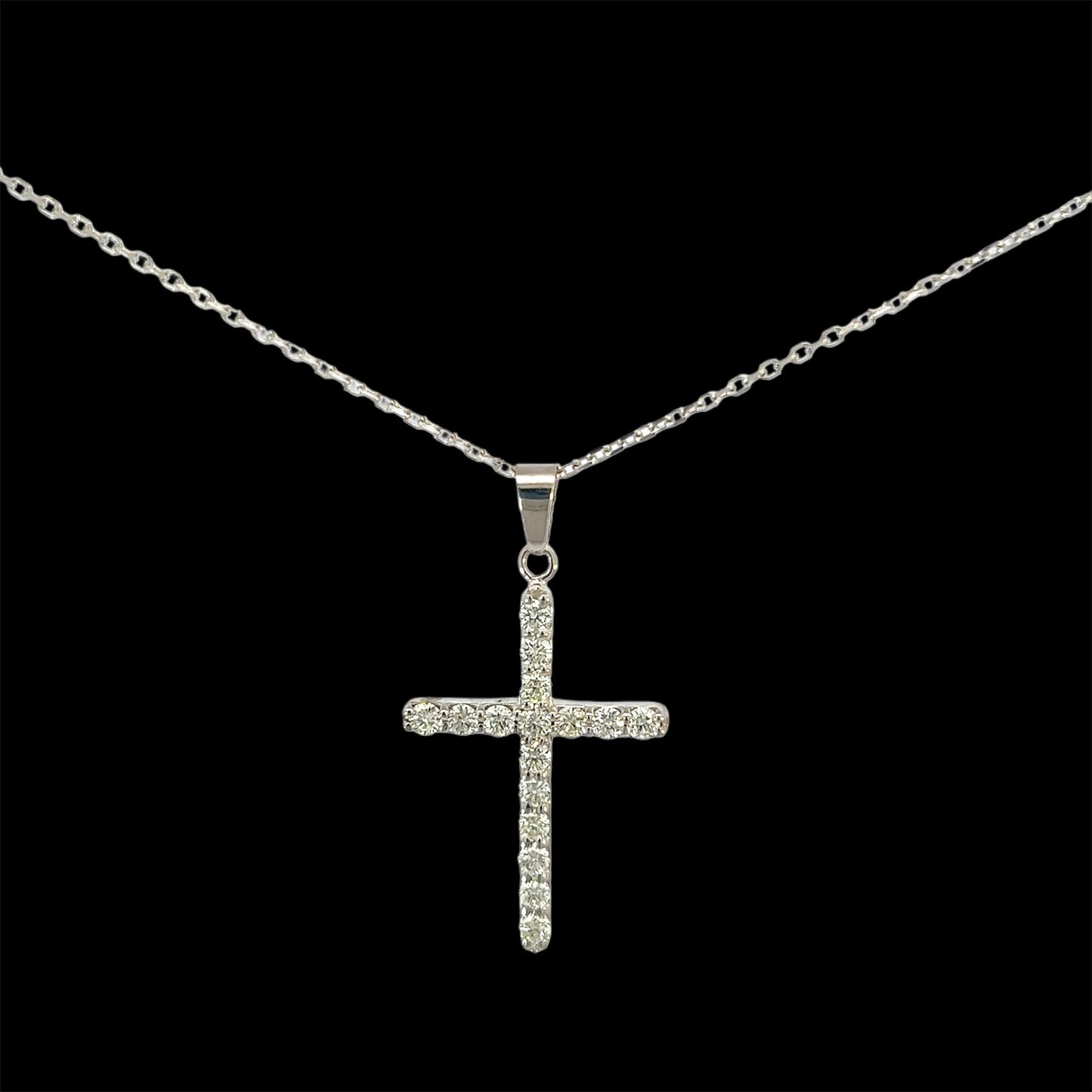 White Gold Cross Necklace  0.56CT 3.6GR 14K 18"