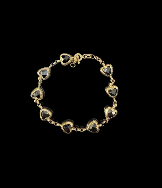 BRACELET CORAZONES NEGROS 6GR 14K 6.5"