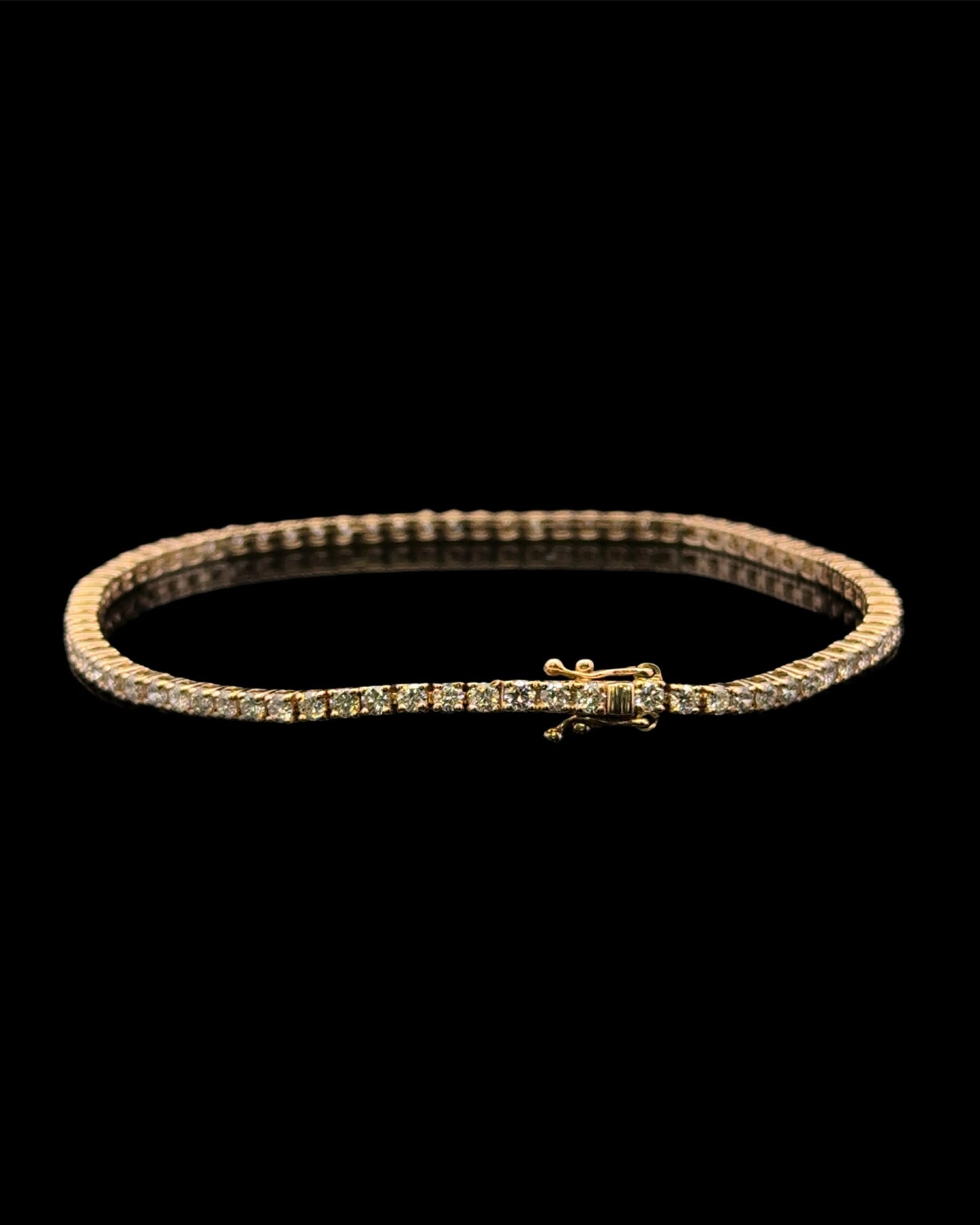 14K YELLOW GOLD TENNIS BRACELET (2CT 5.4GR 2MM 7")