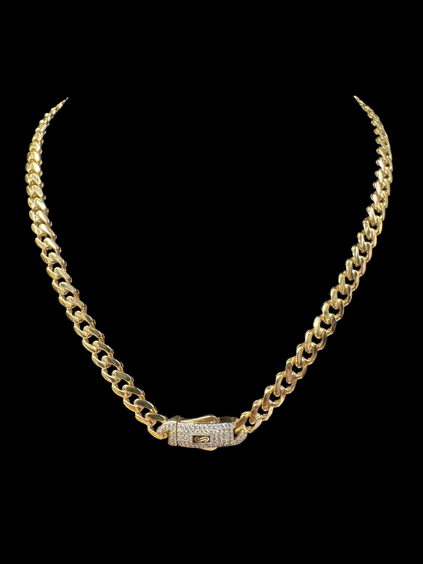 CADENA MONACO CON BROCHE CZ HOLLOW 10.8GR 6MM 14K 16"