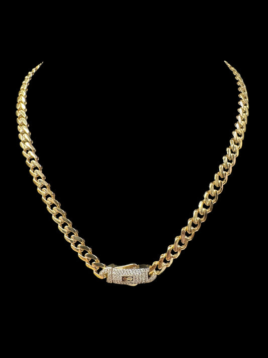 CADENA MONACO HALLOW CON BROCHE CZ 11.3GR 6MM 14K 16"