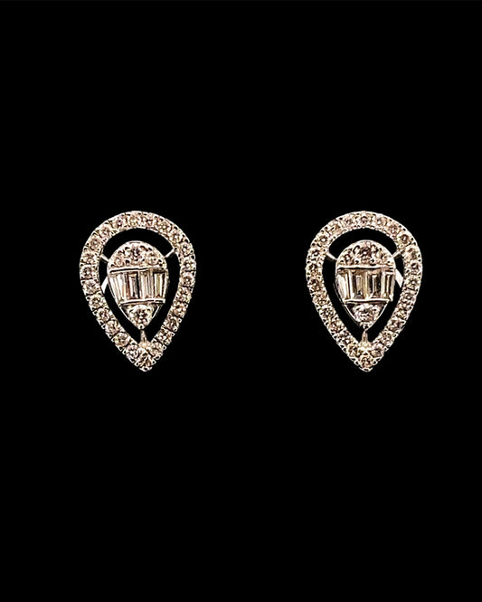 ARETES PERA BLANCO 0.64CT 14K