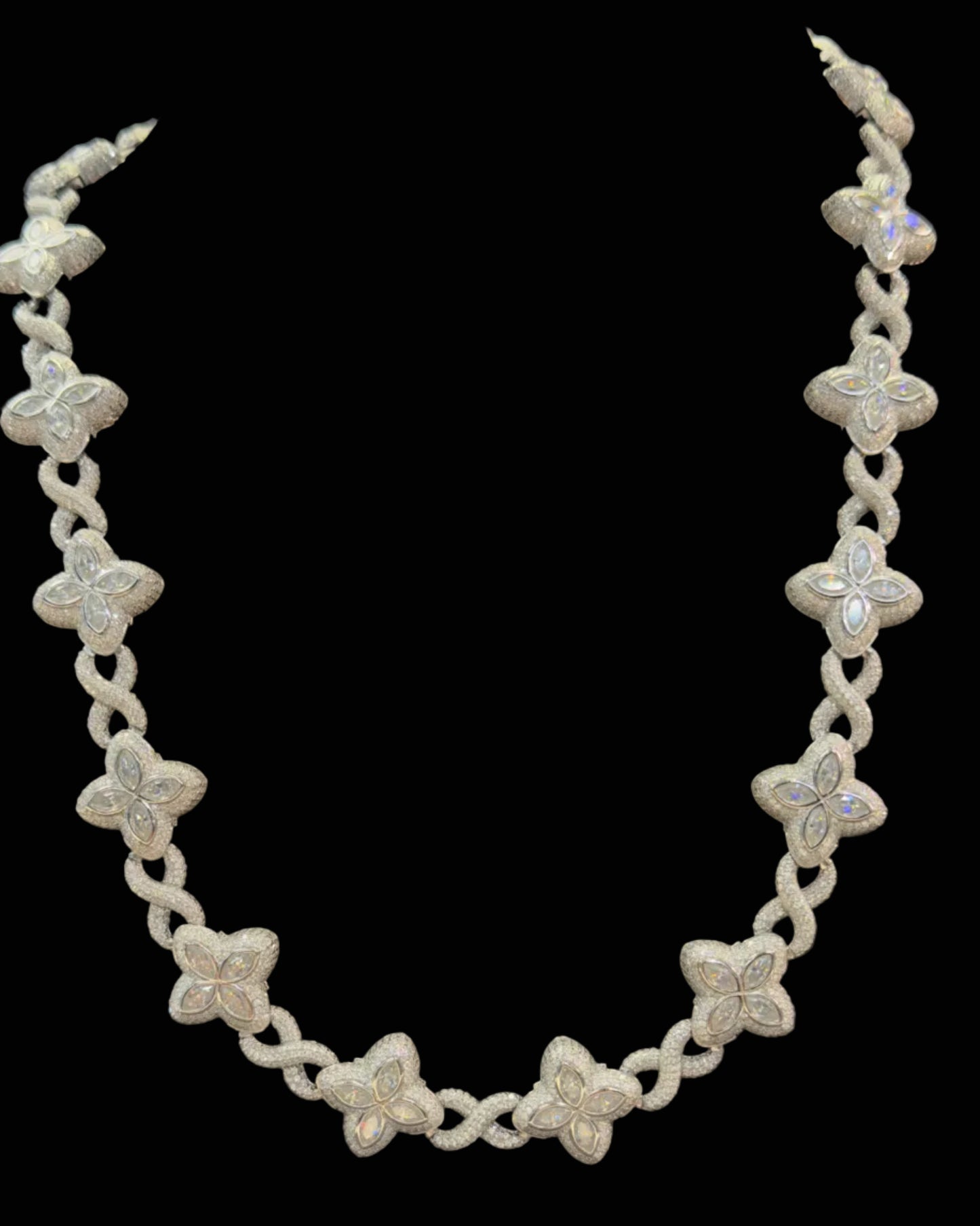 925 SILVER MOISSANITE CHAIN LV (100.9GR 48.78CT VVS D COLOR 19MM 24")