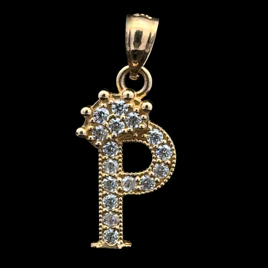 PENDANT LETRA P CORONA CZ 1.6GR 14K