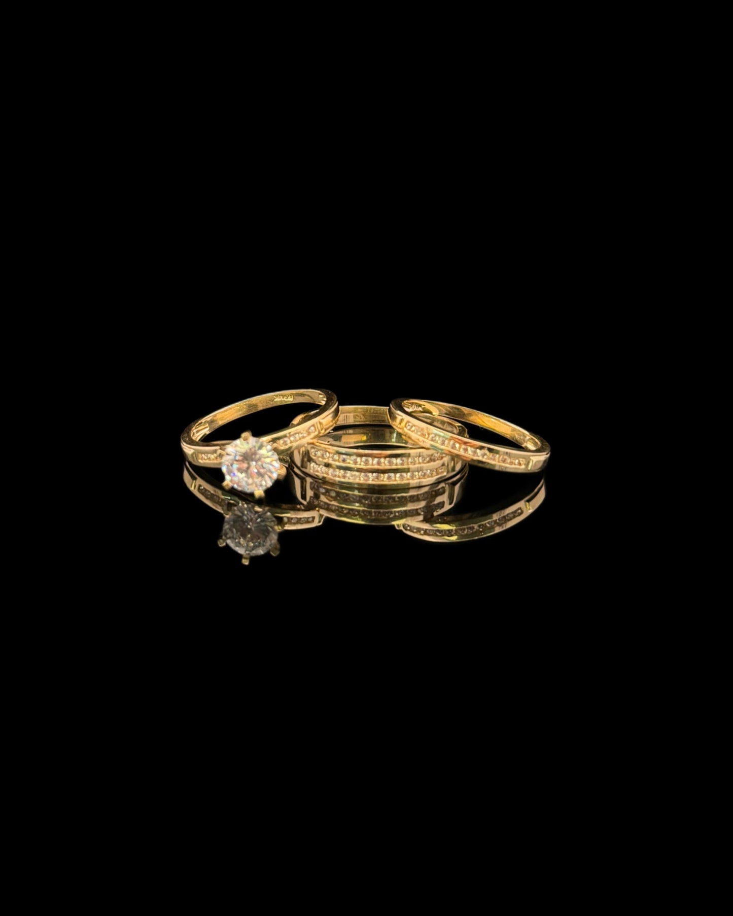 14K GOLD ENGAGEMENT RINGS (6.5GR W7" M10")