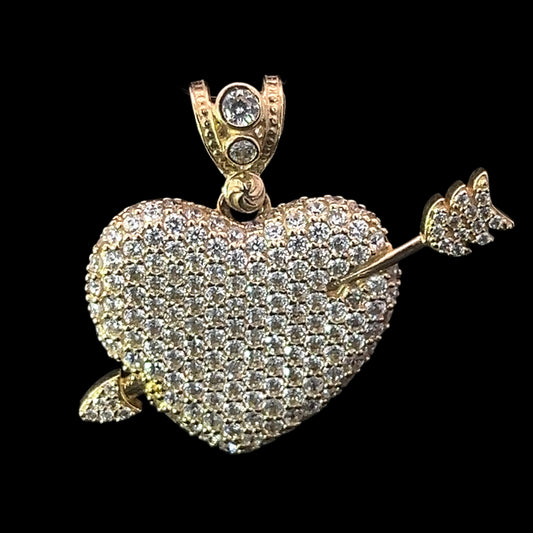 PENDANT CORAZON FLECHADO CZ 7.7GR 14K