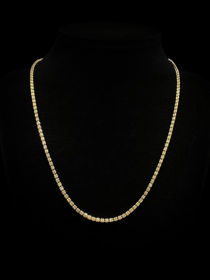 14K YELLOW MOON ICE CHAIN (14.7GR 3MM 22")