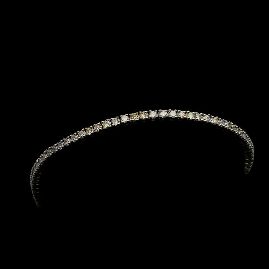 Pulsera de tenis de oro blanco de 2 quilates, 6,7 gr, 2 mm, 14 quilates, 7"