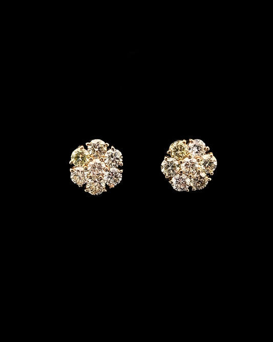 14K MEDIUM YELLOW 3D FLOWER EARRINGS (1.05CT 7.02MM)