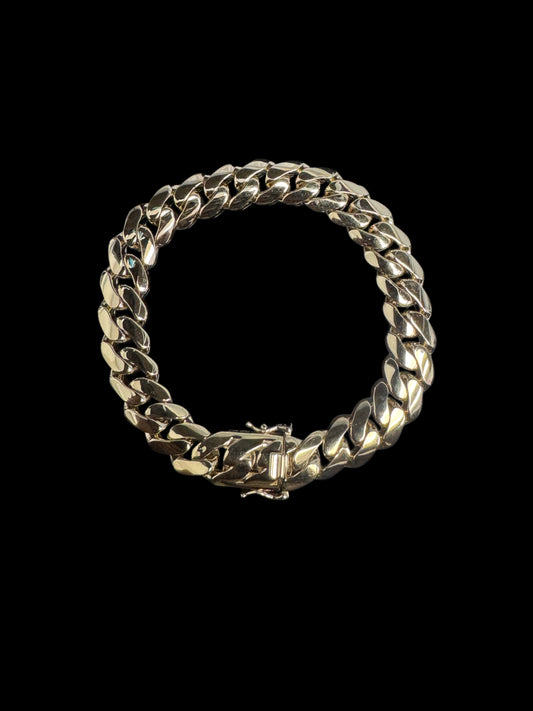 14K GOLD CUBAN SEMI-SOLID BRACELET (17.8GR 11MM 8.5")