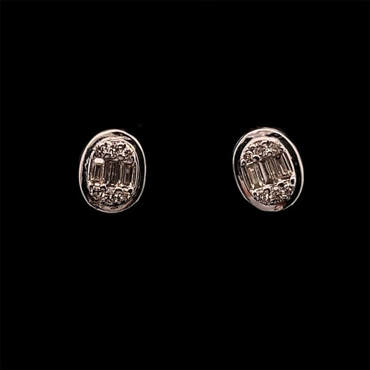 ARETES OVALO BLANCO ENAMEL 0.38CT 14K