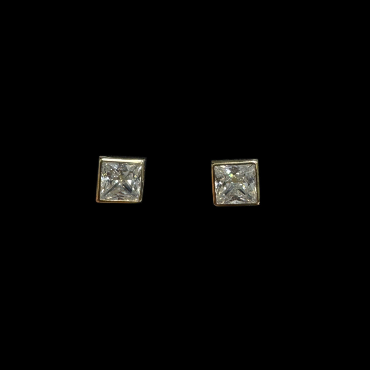 14K HEART AND SQUARE EARRINGS CZ