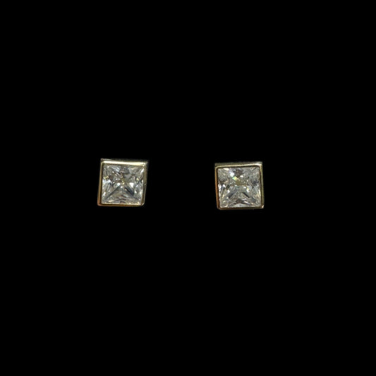 14K HEART AND SQUARE EARRINGS CZ