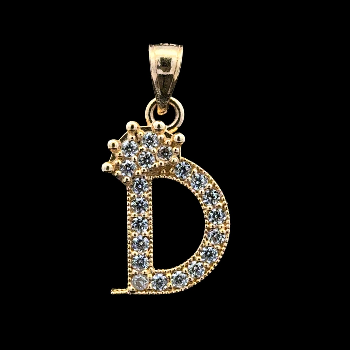 PENDANT LETRA D CORONA CZ 1.9GR 14K