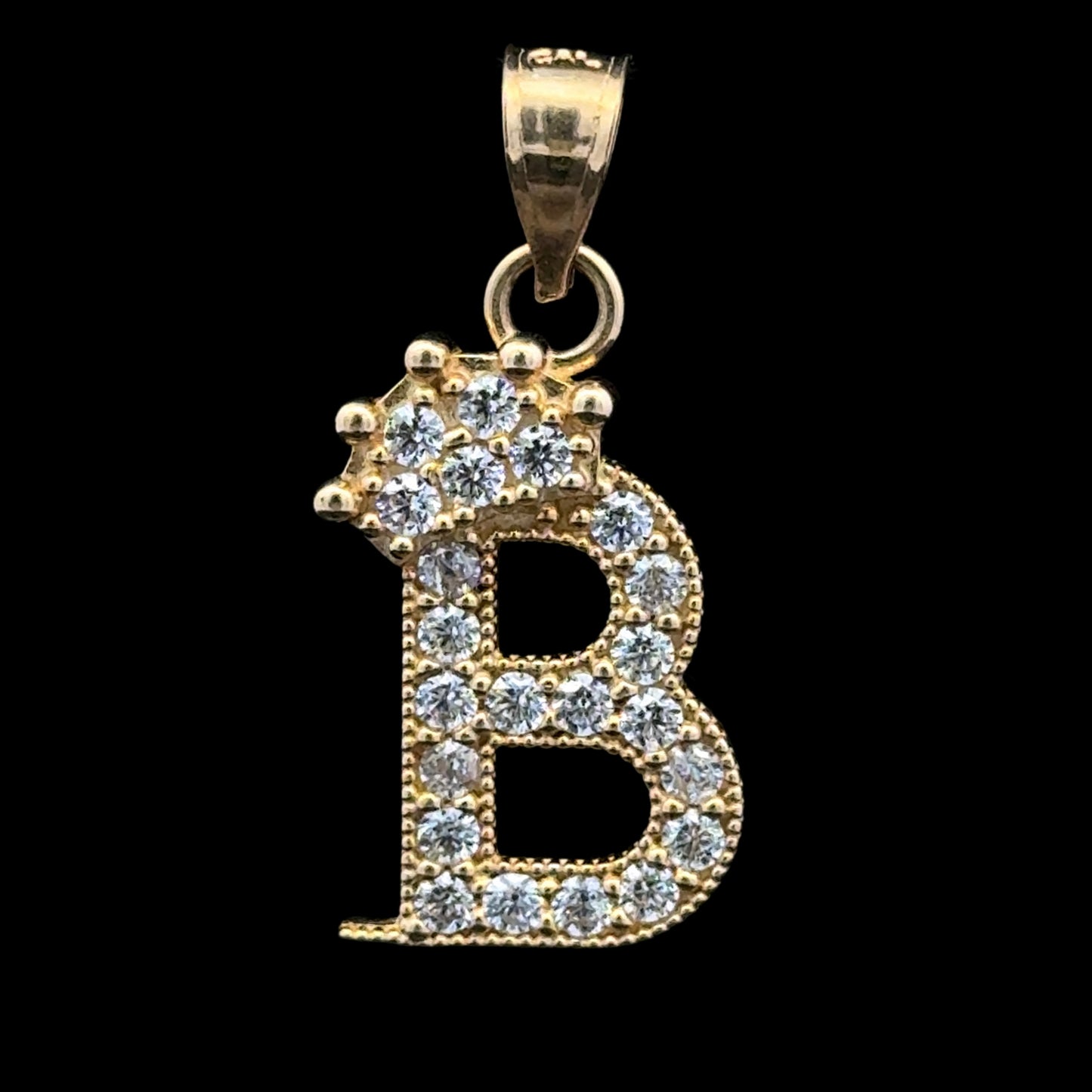 PENDANT LETRA B CORONA CZ 2GR 14K