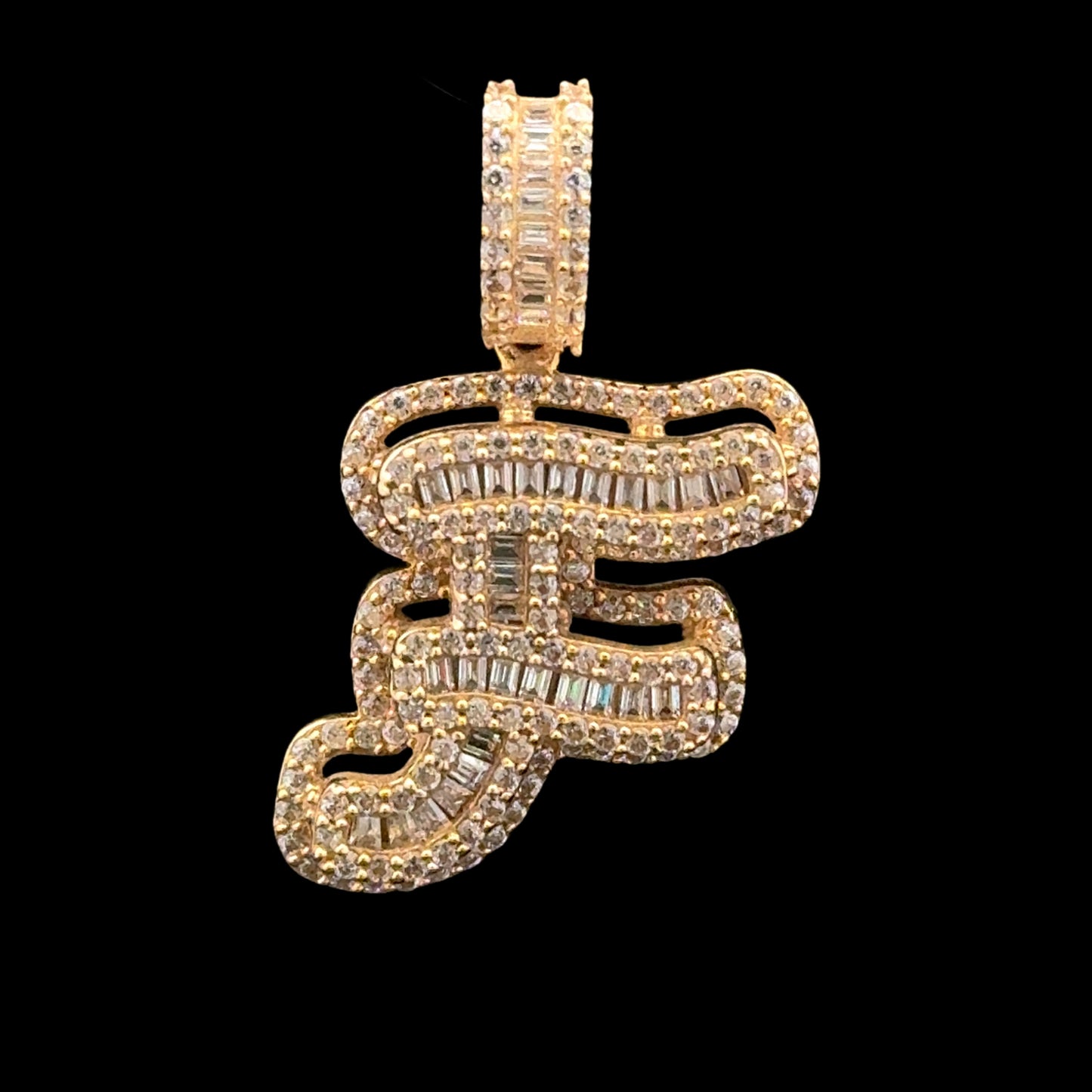 PENDANT LETRA F CURSIVA CZ 4GR 14K