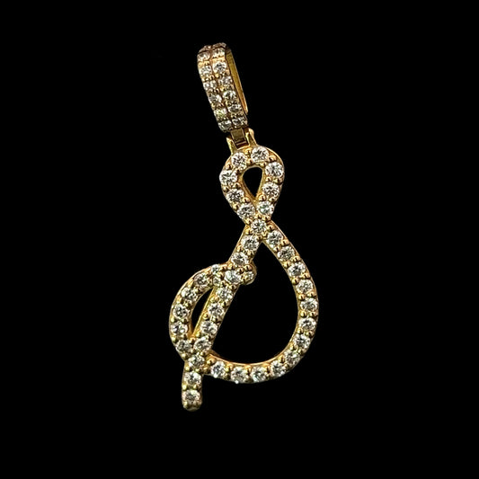 Yellow Gold Letter Pendant 0.95CT 3.2GR 14K