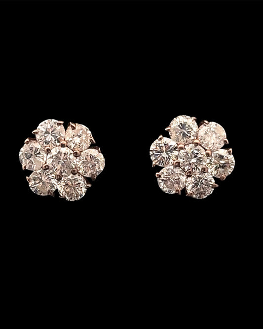 ARETES FLOR 3D ROSADO BIG 2.6GR 3.3CT 14K 1CM