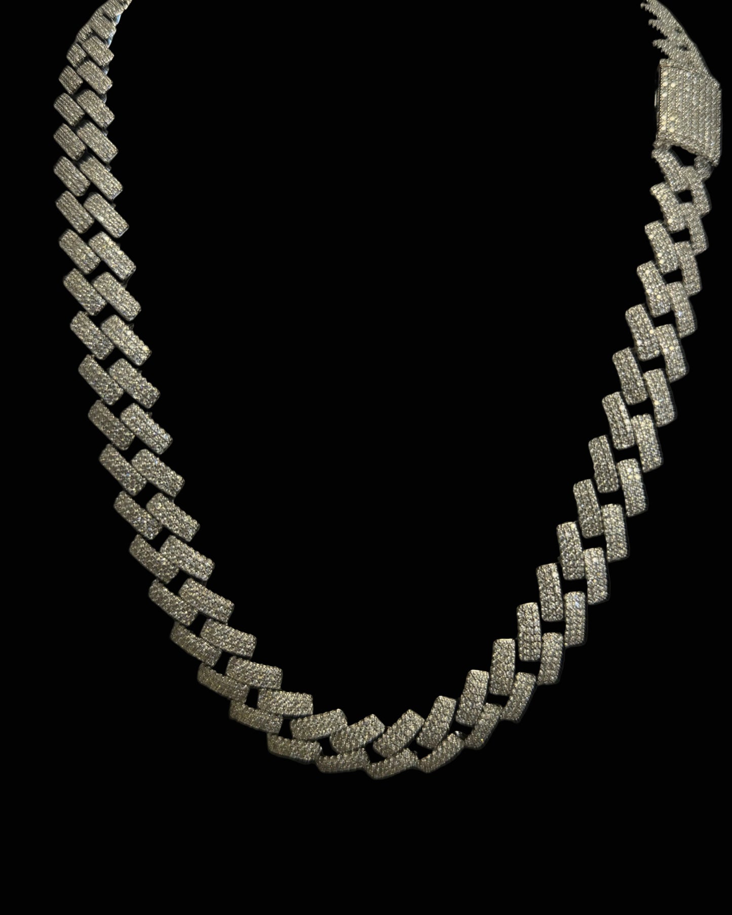 925 SILVER CUBAN CHAIN MOISSANITE (145.5GR 27.37CT VVS D COLOR 14MM 24")