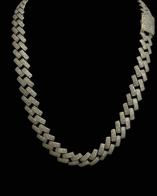 925 SILVER CUBAN CHAIN MOISSANITE (145.5GR 27.37CT VVS D COLOR 14MM 24")