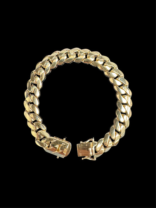14K GOLD BRACELET SEMISOLID CUBAN (16.7GR 11MM 8.7")