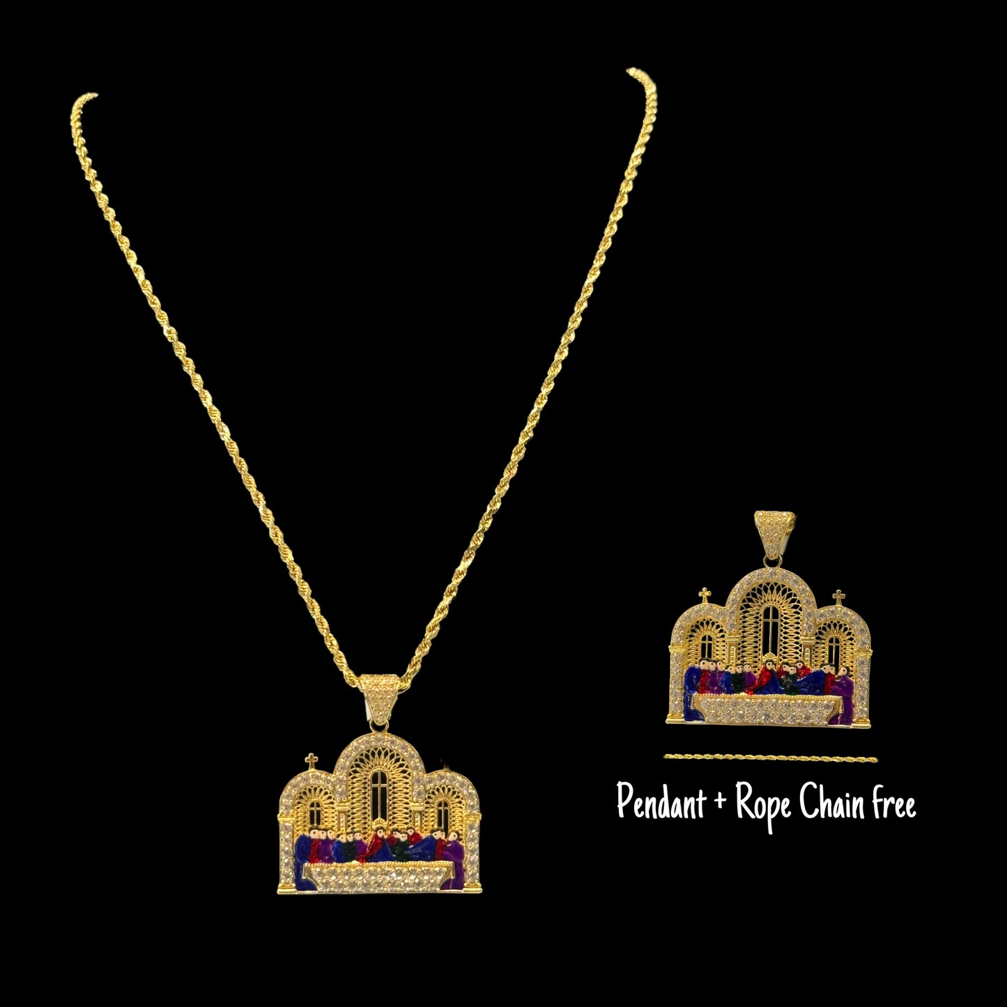 PENDANT + ROPE CHAIN FREE 14K