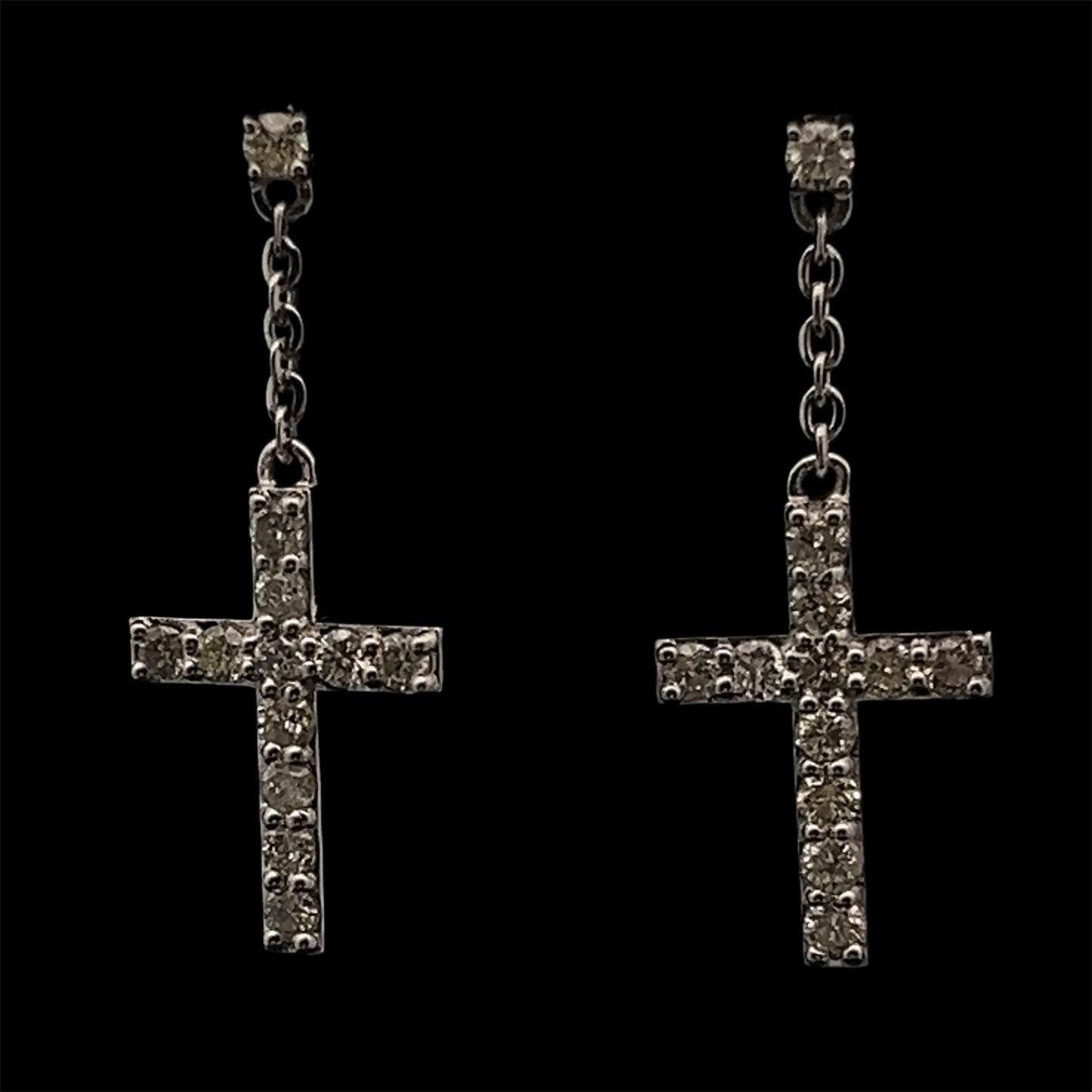 ARETES CRUZ COLGANTE DIAMANTES 2.4GR 0.92CT 14K