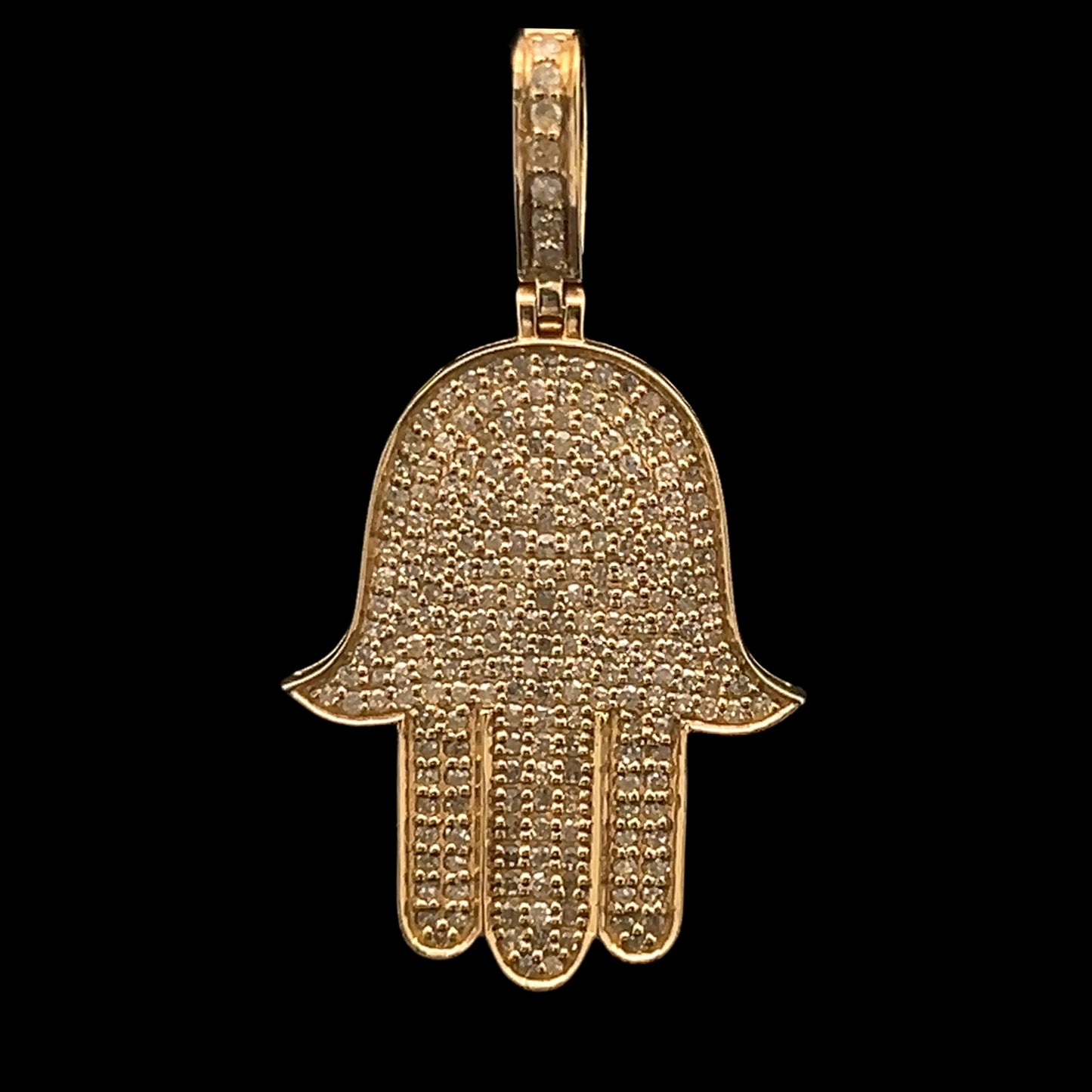 Yellow Gold Hamsa Pendant 0.97CT 3.2GR 14K