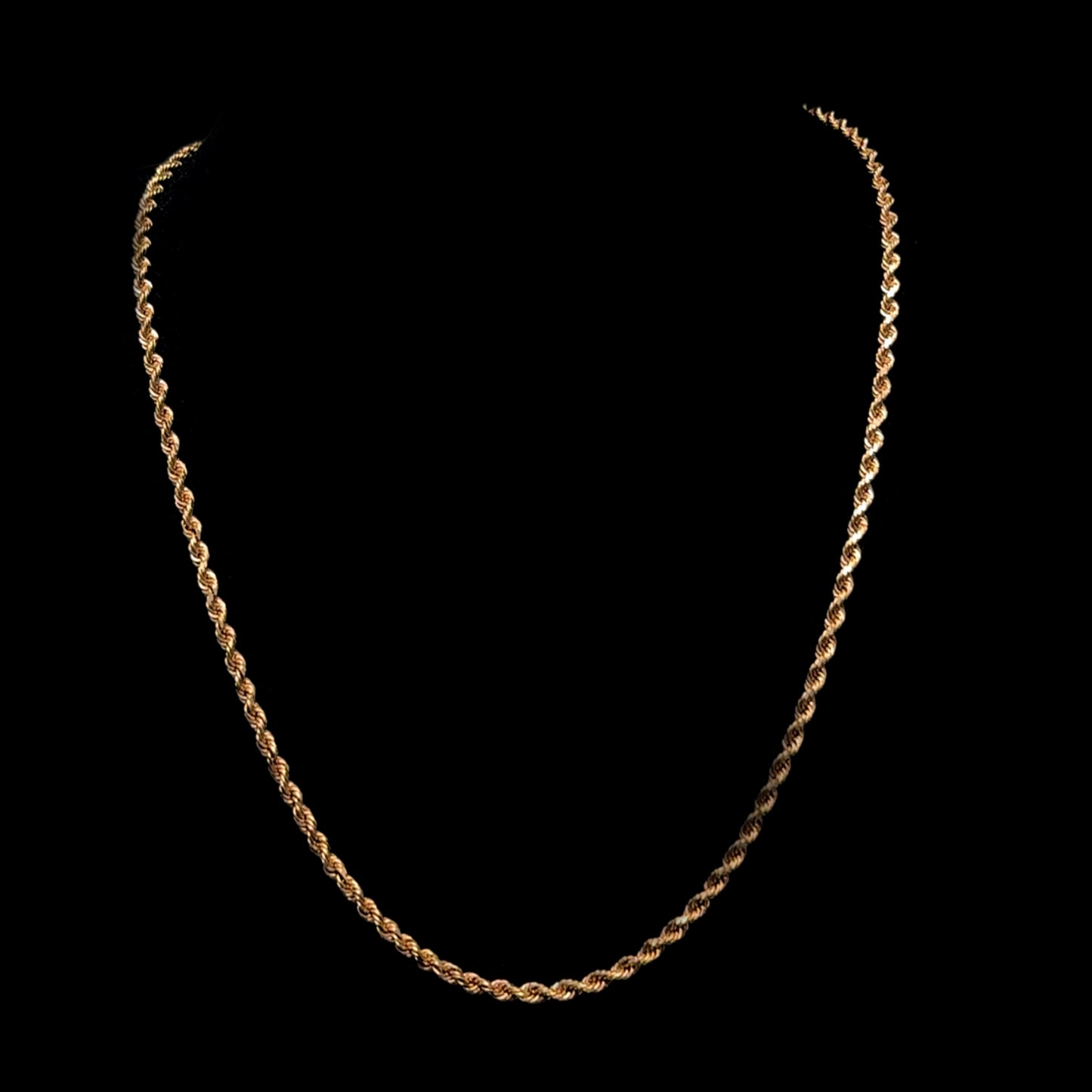 Solid Rose Gold Rope Chain 19GR 3MM 14K 24"