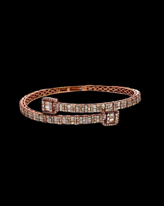 Brazalete Baguette de Oro Rosa 4.5CT 24.9GR 14K 20"