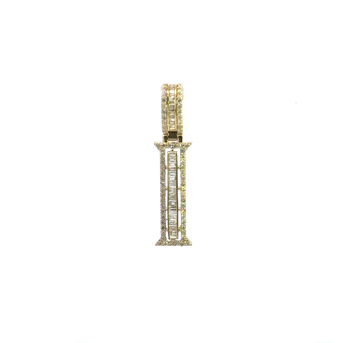 Colgante Letra I Oro Amarillo Baguettes 0.63CT 2.1GR 14K