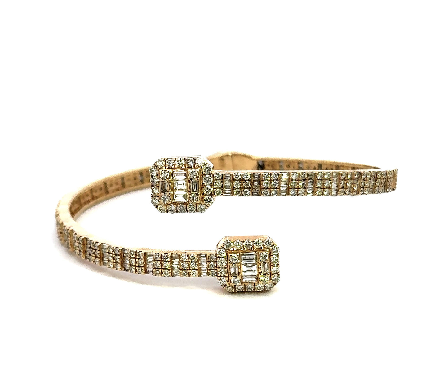 Brazalete Baguette de Oro Amarillo 4CT 19.5GR 14K 17"