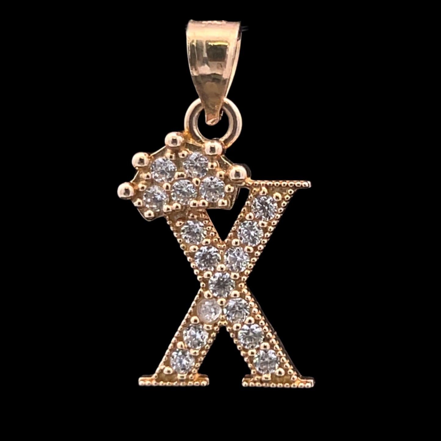 PENDANT LETRA X CORONA CZ 1.8GR 14K