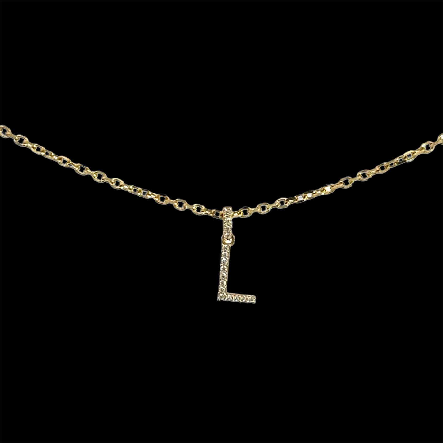 Letter L Necklace 3.4GR 14K 18"5