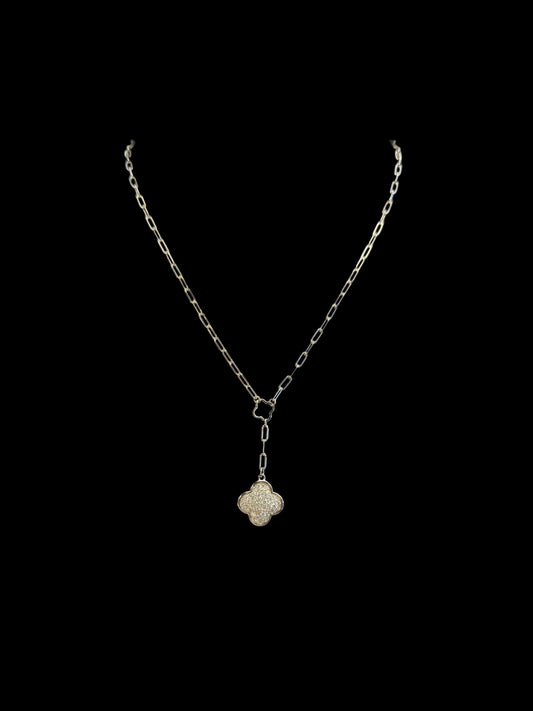 925 SILVER MOISSANITE FLOWER NECKLACE (5.6GR 0.79CTW 16+2")