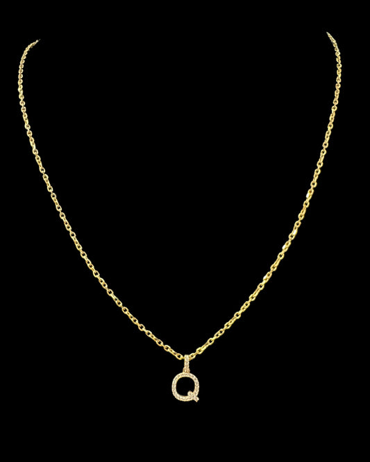 Letter Q Necklace 3.4GR 14K 18"