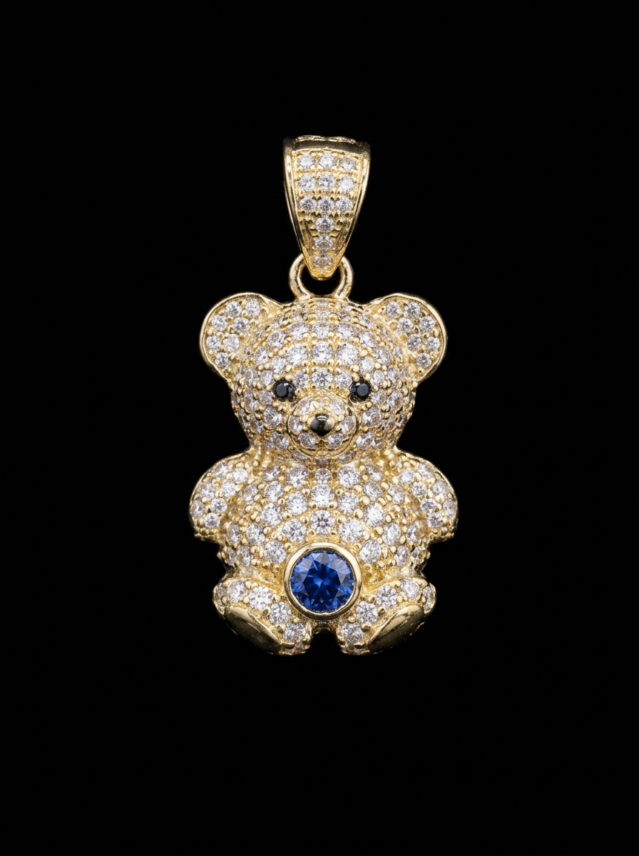 14K GOLD BEAR PENDANT CZ (2.5GR)