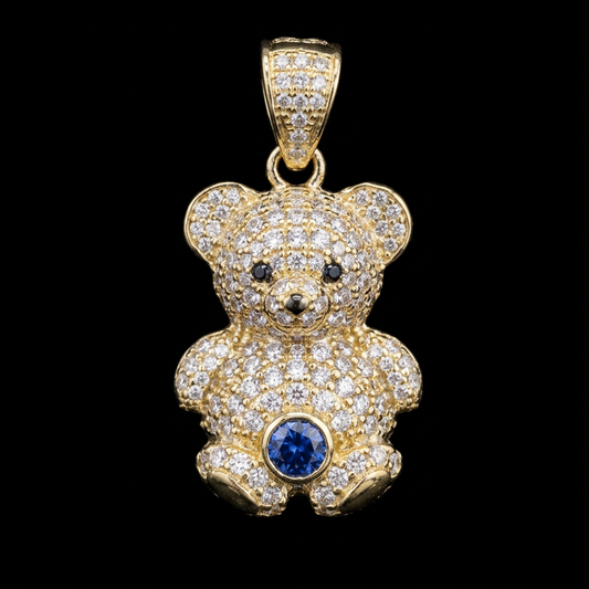 14K GOLD BEAR PENDANT CZ (2.5GR)