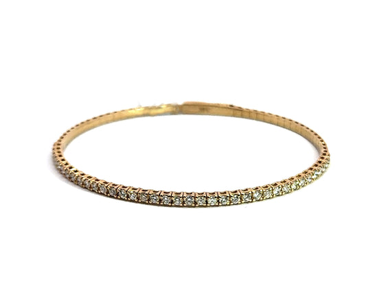 Yellow Gold Bangle 7.2GR 2.4MM 1.11CT 14K 7"