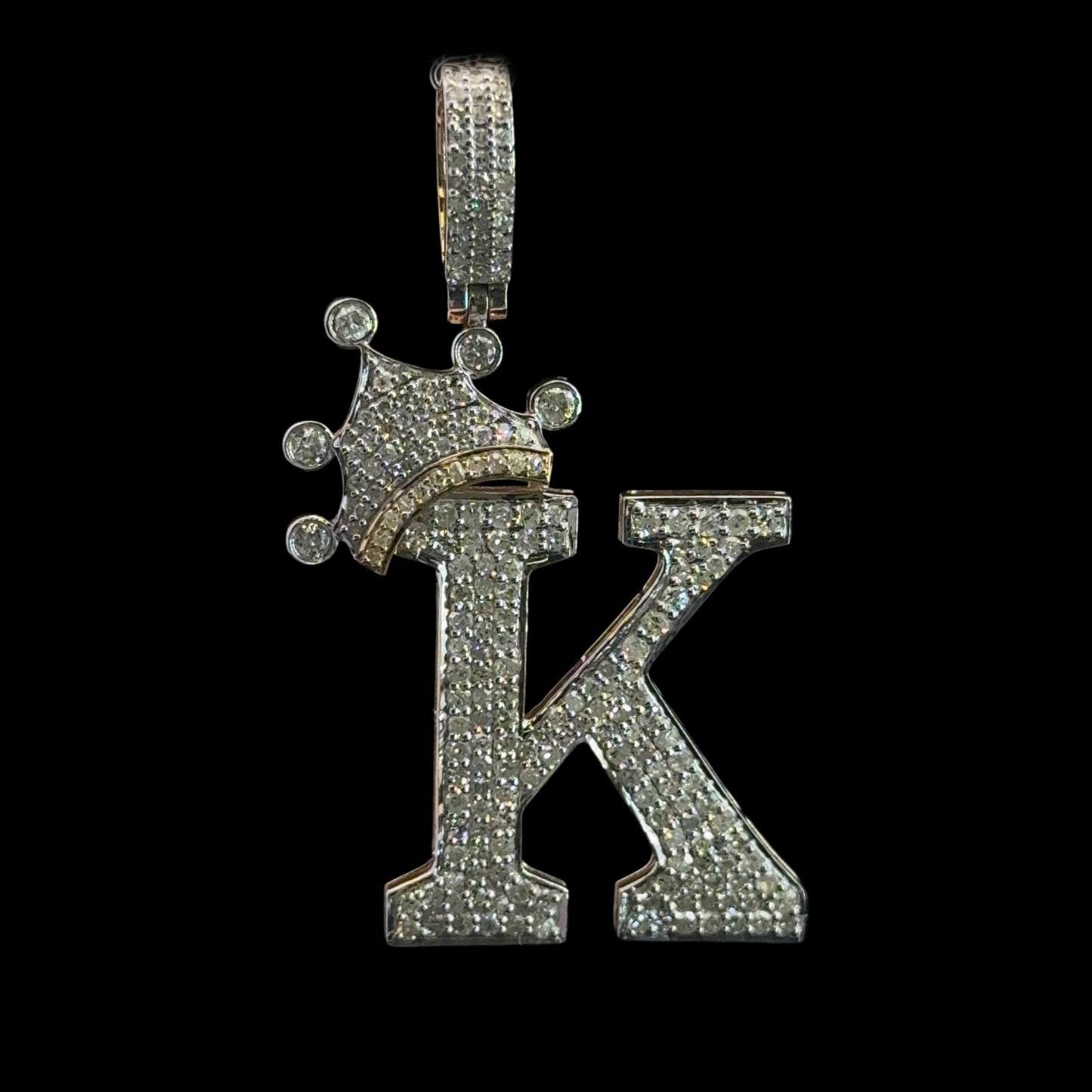 PENDANT LETRA K CON CORONA DIAMANTES 4.2GR 1.21CT 14K (SLNPD 0172-K)