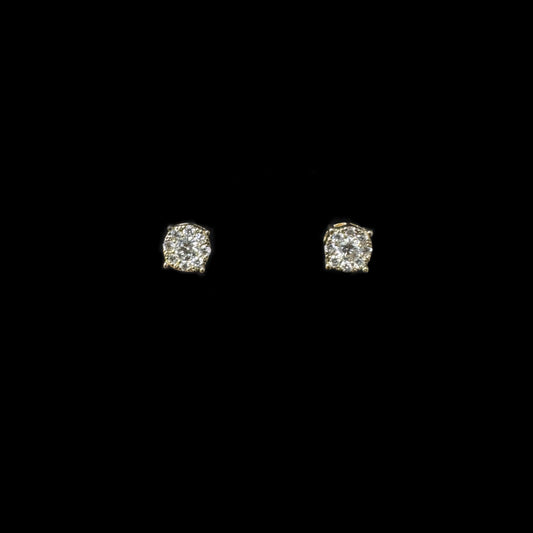 ARETES FLOR AMARILLO LAB DIAMONDS 0.45CT 2.15GM 14K