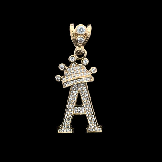 PENDANT LETRA A CON CORONA CZ 4.4GR 14K